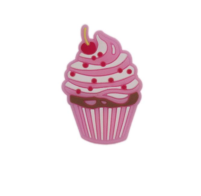 Aplique de Silicone Cupcake branco com rosa