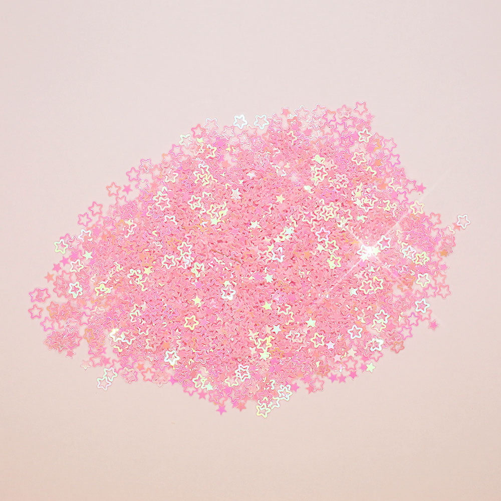 Mini Aplique - Confete Estrela Rosa- 5 g