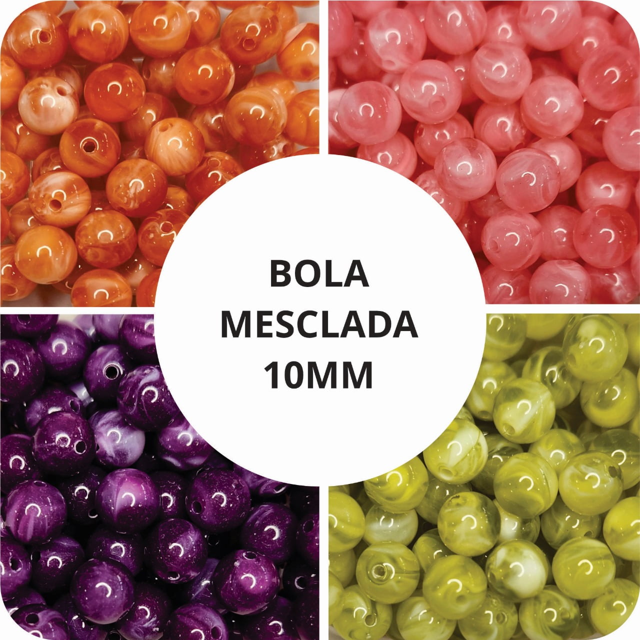 Bola Lisa Mesclada leitosa - 10 mm - 25 g