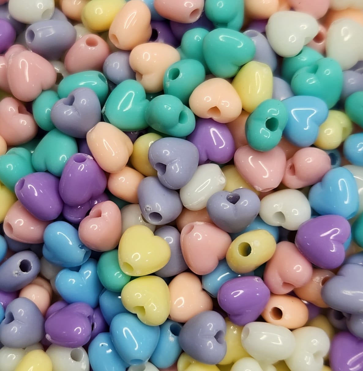 Miçanga infantil - coração plástico - 6 mm - Colorido candy - 25 g