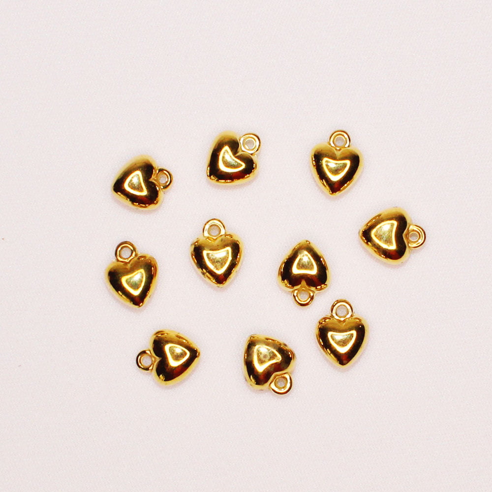 Pingente ABS - Coração Pequeno Dourado - 10 un