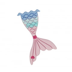 Aplique silicone - cauda de sereia azul com rosa