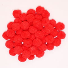 Mini Pompom Vermelho - 50 unidades