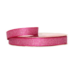 Rolo de fita cetim gliterizado - Pink - 10 mm