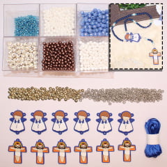 Kit de miçangas para terço azul + Apliques de Silicone