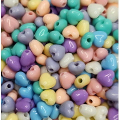 Miçanga infantil - coração plástico - 6 mm - Colorido candy - 25 g