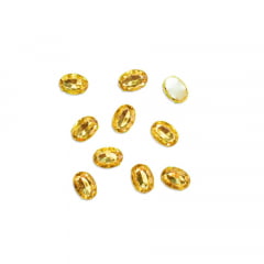 Pedra Engrampada Dourada Oval 8 mm x 10 mm com 10 unidades