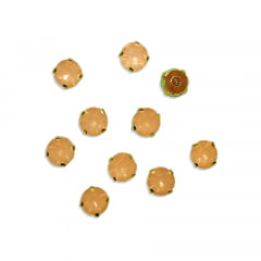 Pedra Engrampada Dourada Redonda 10 mm com 10 unidades