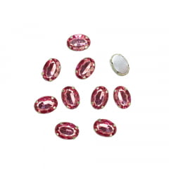 Pedra Engrampada Prata Oval 10 mm x 14 mm com 10 unidades 