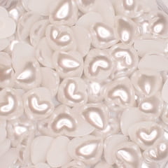 Meia pérola Coração 14 mm - Branco