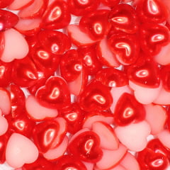 Meia pérola Coração 14 mm - Vermelho