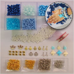 Kit de miçangas para confecção de pulseiras - Azul