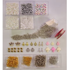 Kit de miçangas para confecção de pulseiras - Branco