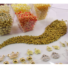 Kit de miçangas para confecção de pulseiras - Dourado
