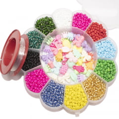 Kit de miçangão colorido para pulseiras e colares infantis